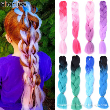 Hot Selling Long Ombre Expression Jumbo Crochet Twist Box Braids Super Pre Stretched Braiding Hair Synthetic Extension For Women